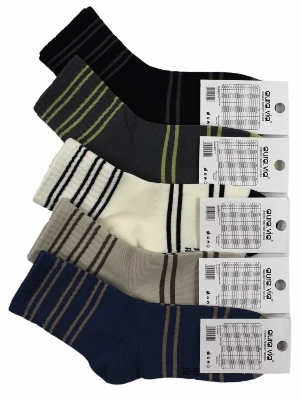 Aura.Via prezentuje skarpetki dziecięce w paski – 5 par klasycznych, bawełnianych modeli. Idealne dla chłopców i dziewczynek, którzy cenią wygodę i styl.