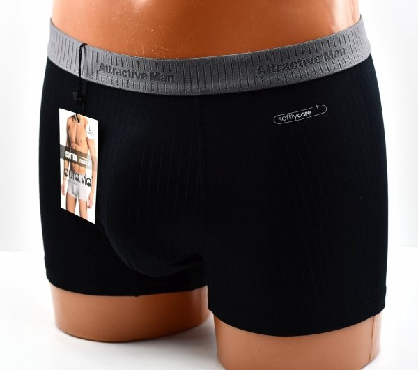 Prążkowane bokserki Auravia–czarne, classic fit, płaskie szwy, rozmiar L