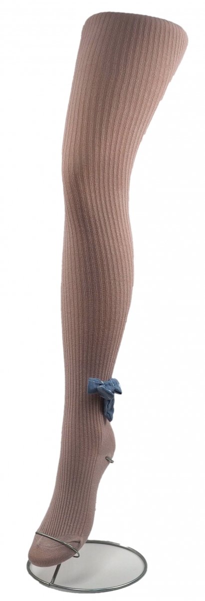 Rajstopki z Prążkowaną Strukturą i Kokardką w Grochy 4-6 lat  90% bawełny