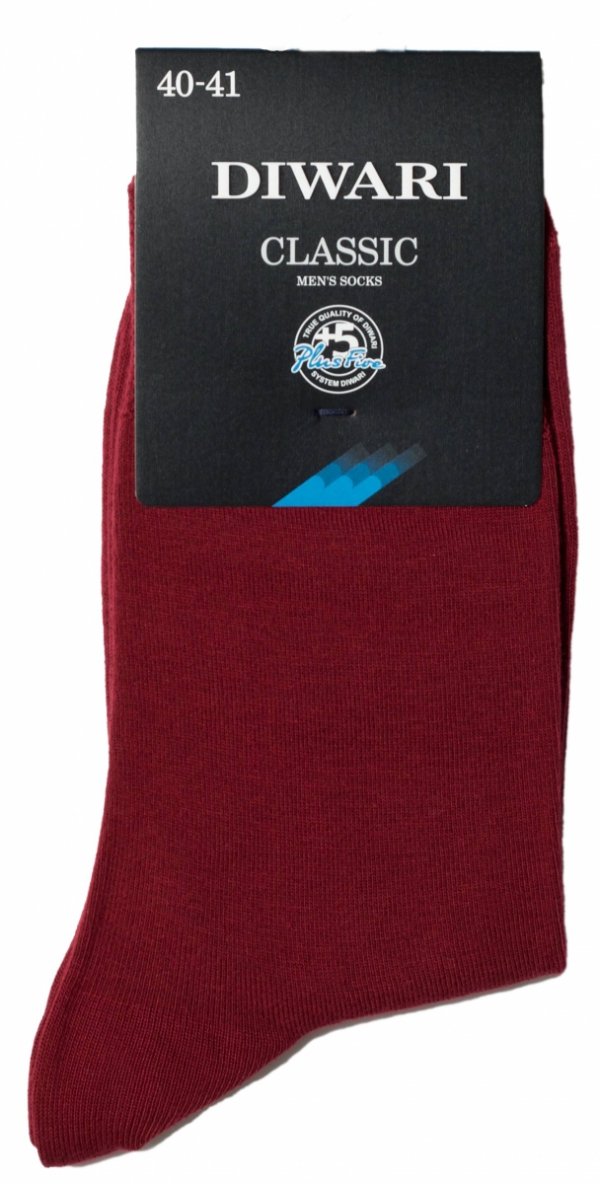 Bordowe skarpety DIWARI Classic – stylowy wybór dla mężczyzny, który ceni jakość i detale. Czesana bawełna i anatomiczna konstrukcja.