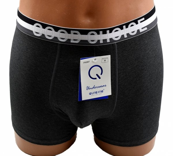 Aura.Via – ciemnoszare bokserki męskie z szeroką gumką GOOD CHOICE, rozmiar 2XL