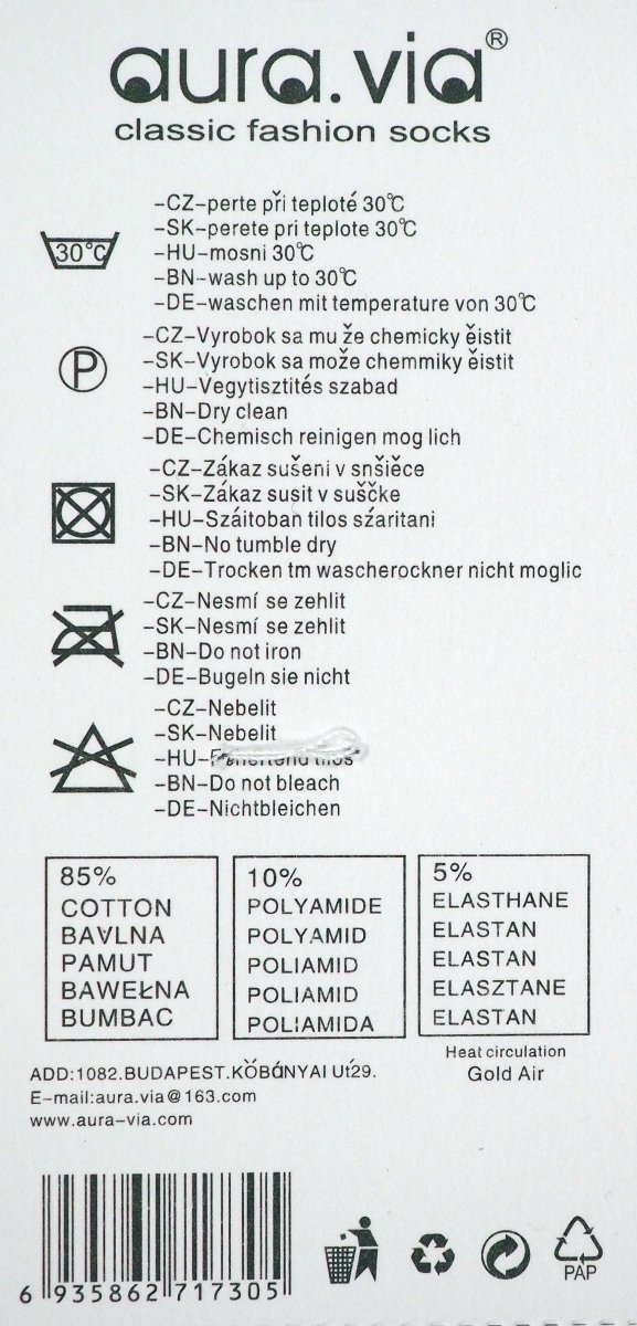 Zestaw 3 Par Stopek bawełnianych AuraVia 35-38, skarpety z motywem serc.