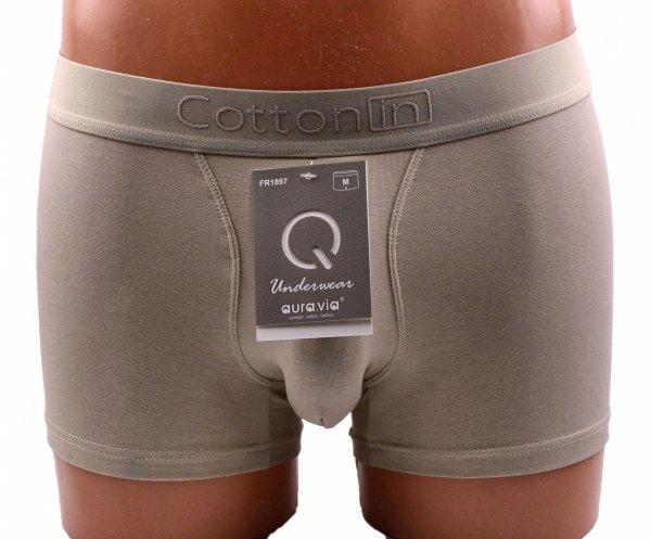 Auravia „Cotton In”–klasyczne bokserki, kolor taupe, 95% cotton, rozmiar XL