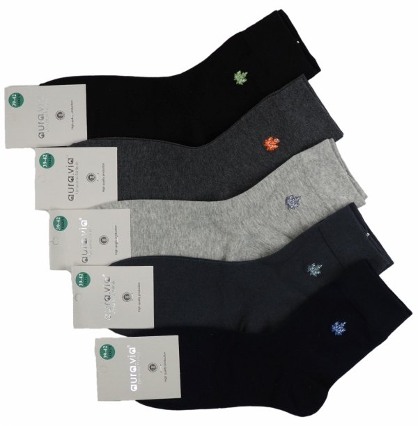 Skarpety bawełniane mix 5 par z haftem liścia marihuany 43-46 Aura.via 