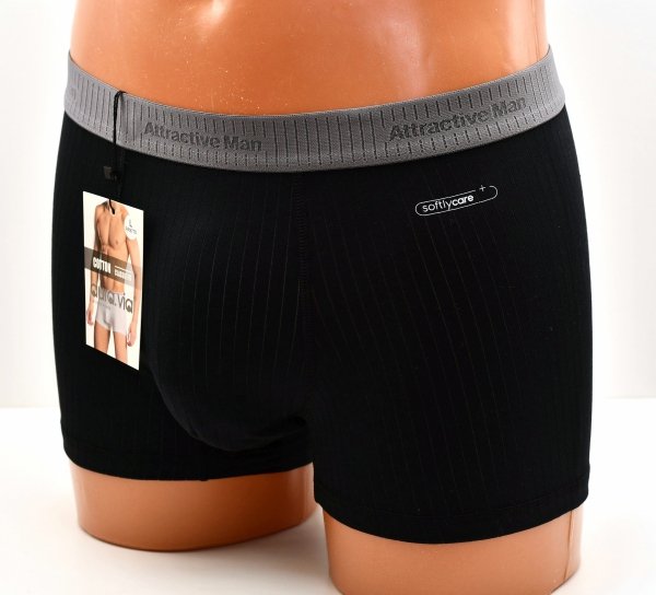 Prążkowane bokserki Auravia–czarne, classic fit, płaskie szwy, rozmiar L