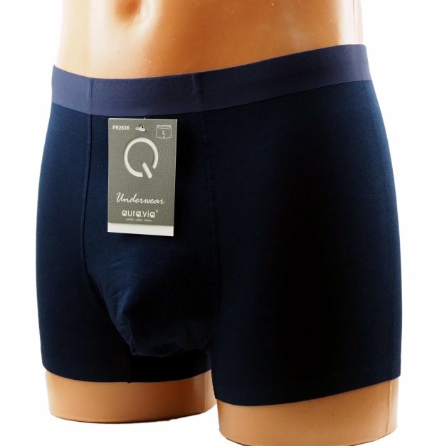 Bokserki męskie Aura.Via – granatowe, bambusowe i przewiewne, rozmiar XL