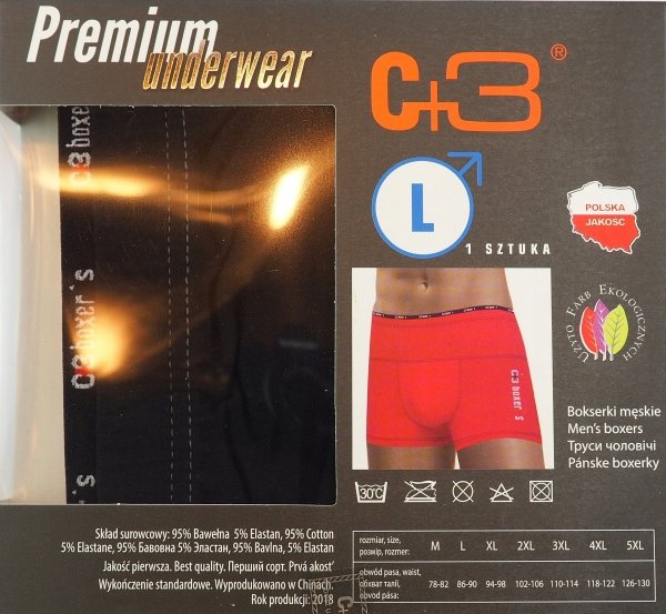 Bawełniane bokserki męskie, jakość firmy C+3 roz L