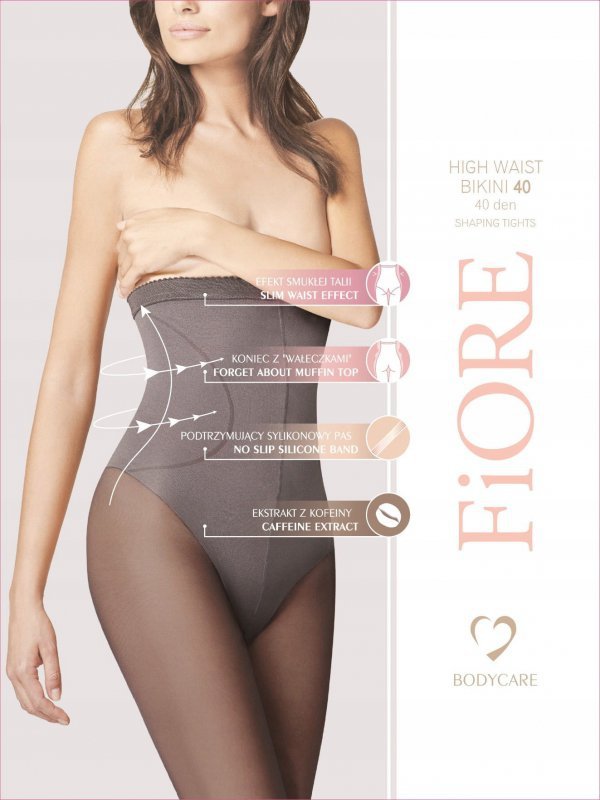Rajstopy High Waist Bikini 20 Den od polskiej marki Fiore to idealne połączenie elegancji i wygody. Wysoki stan modeluje sylwetkę, a technologia Silver Fresh dba o świeżość skóry przez cały dzień.