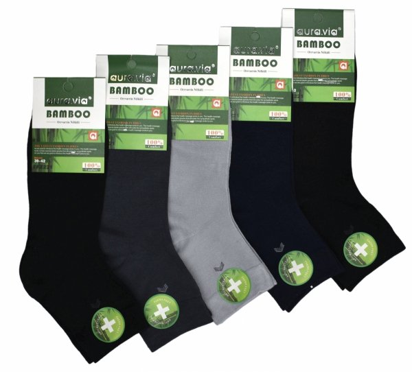 Zestaw 5 par krótkich skarpet bambusowych Auravia to praktyczny wybór na co dzień. Naturalna oddychalność, elastyczność i minimalistyczny emblemat podkreślają ich nowoczesny charakter.