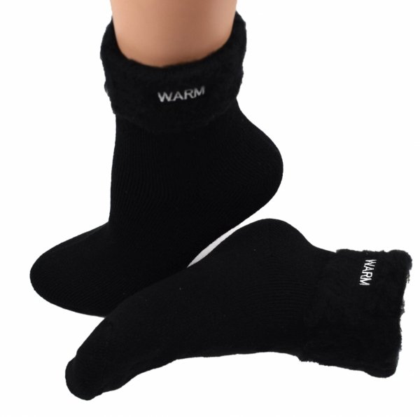 Czarne zimowe skarpety damskie WARM – puszyste, ciepłe i stylowe 35-38