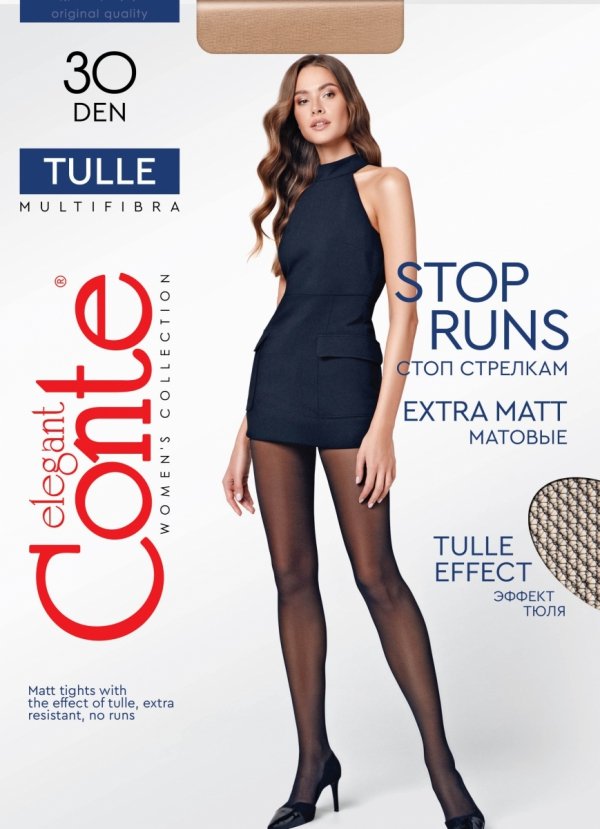Conte Tulle 30 DEN – Matowe rajstopy z efektem tiulu, odporne na zaciągnięcia