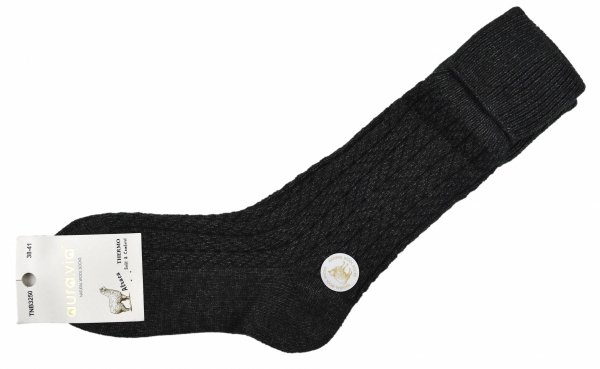 Ciepłe damskie podkolanówki z wełny alpaki w eleganckim grafitowym kolorze 38-41