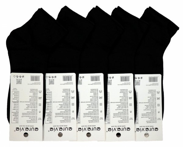 Zestaw pięciu czarnych skarpet za kostkę, nieuciskowych, wykonanych z miękkiego i oddychającego materiału. Mają delikatny ściągacz, który nie uciska kostki, zapewniając komfort i wygodę na co dzień. Wykonane w rozmiarze 39-42  Model całoroczny FZG936