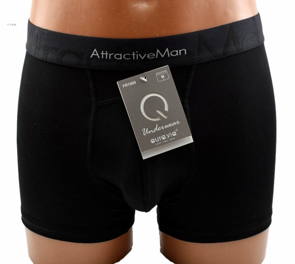 Bokserki męskie Auravia–czarne, bambus 85%, elastyczny pas AttractiveMan, rozmiar 3XL