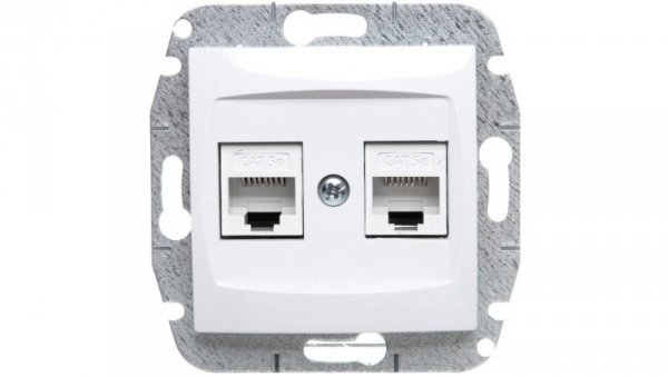 CARLA Gniazdo komputerowe podwójne 2xRJ45 cat 5e białe 1749-10