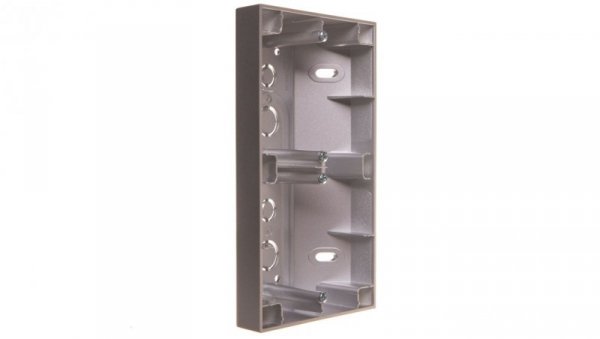 Simon 54 Premium Puszka natynkowa podwójna narożna srebrny matowy DPNR2/43