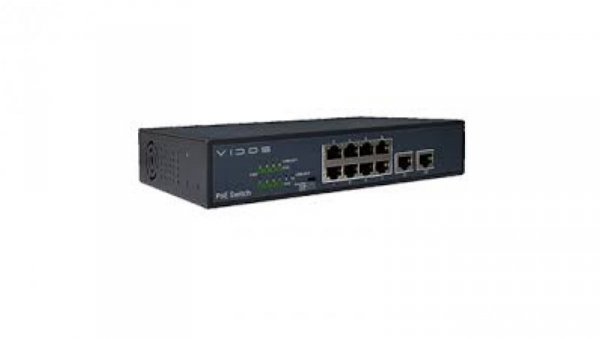 Switch PoE 8 portów PoE 2 porty Uplink do obsługi systemów wideodomofonowych oraz CCTV PS82/120