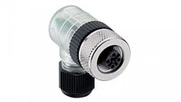 Złącze do samokonfekcjonowania M12 żeńskie kątowe 4-polowe z gwintowanym złączem z diodą LED RKCW/LED 4/9