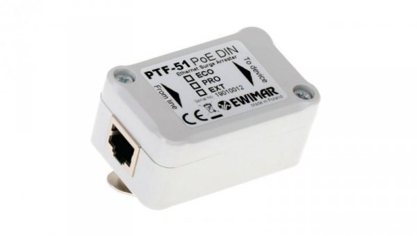 Ogranicznik przepięć sieci LAN montowany na szynę DIN, PTF-51-ECO/PoE/DIN