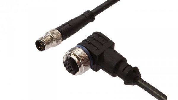 Złącze do samokonfekcjonowania M12 żeńskie 3-pinowe kątowe M8 męskie 3-pinowe proste 3x0,34mm² PUR 60V IP67 VK030F60