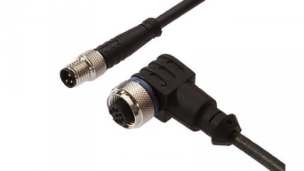 Złącze do samokonfekcjonowania M12 kątowe żeńskie 3-pinowe M8 męskie proste 3-pinowe 3x0,34mm² PUR 60V IP67 VK150F60