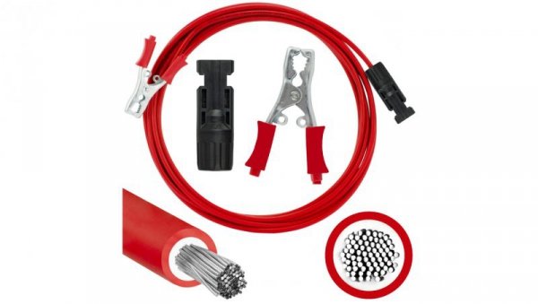 Kabel przyłączeniowy z wtykami typu krokodyl 40A - MC4 4mm2 czerwony /1m/
