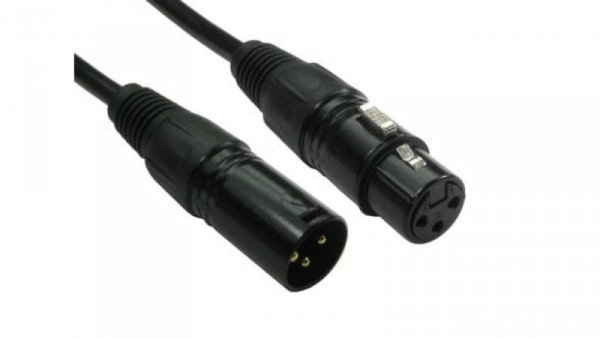 Zespół kablowy XLR, 15m, złącze A: Męskie, złącze B: Żeńskie, Czarny