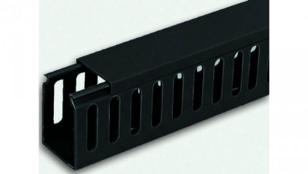 Koryto z wypustami do łańcucha kablowego Czarny PVC Zamknięty Koryto panelowe z otworami 50 mm 50mm 2m RS PRO