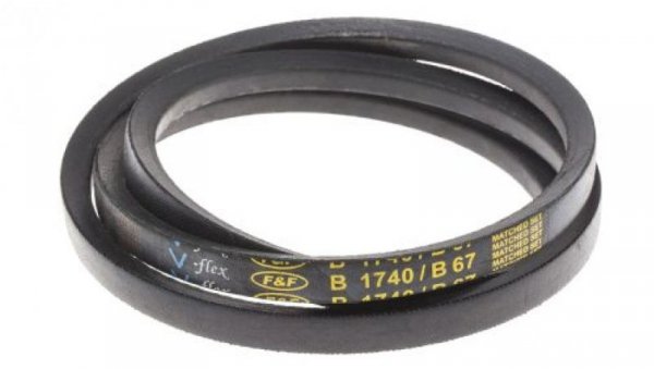 Pas napędowy, profil B, materiał: PET, guma, 17mm x 11mm x 1.7m, RS PRO