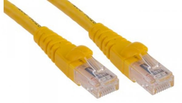 Kabel kategorii 6, Żółty, Wtyk RJ45/męski RJ45dł.: 1m, mat. koszulki: PVC