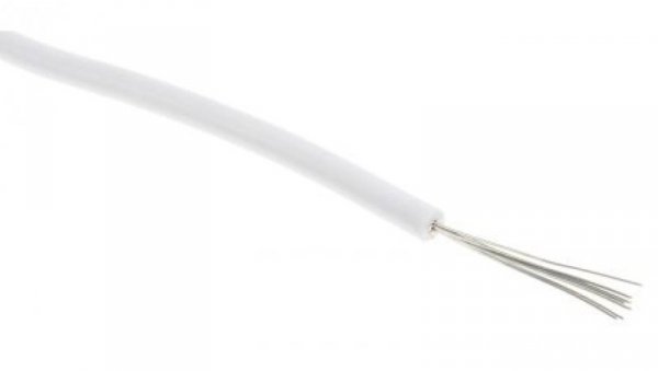 Przewód jednożyłowy linkowy, Przewód instalacyjny, 0,33 mm², 17/0,16 mm, 22 AWG, XLPE, 300 V, Biały, dł. 100m, RS PRO