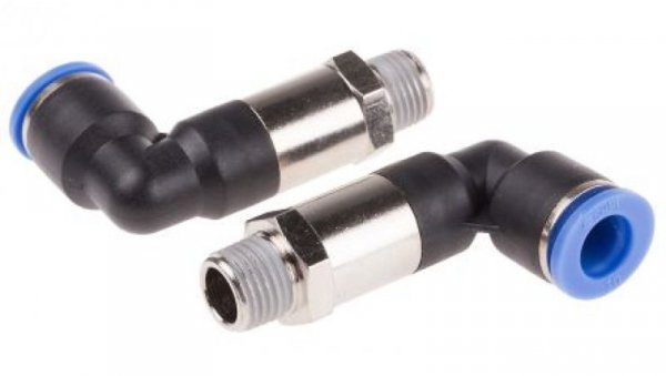 Złącze kątowe gwint R 1/4 męskie, Wciskane 10 mm RS PRO