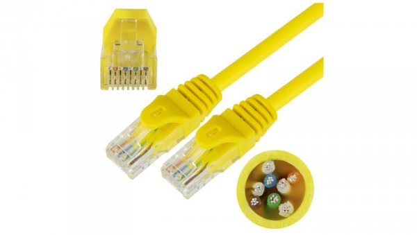 Patchcord UTP kat.5e kabel sieciowy LAN 2x RJ45 linka żółty 3m NEKU