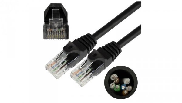 Patchcord UTP kat.5e kabel sieciowy LAN 2x RJ45 linka czarny 1,5m NEKU