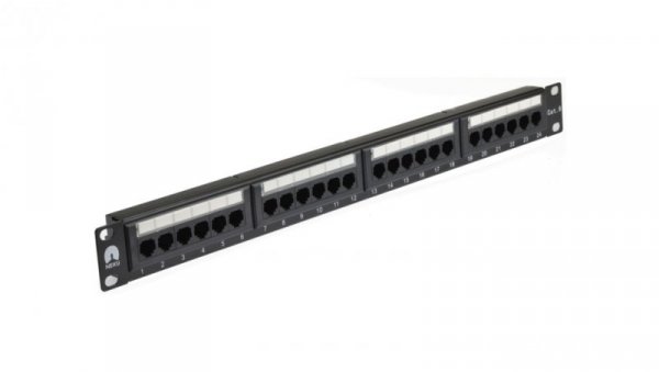 Patch panel RACK 19cali kat.6 24p UTP 1U czarny NEKU