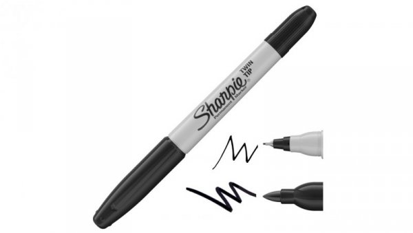 Marker permanentny dwustronny 2w1 czarny 0,5-1,0mm Sharpie Twin Tip