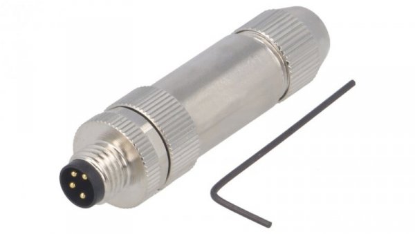 Złącze okrągłe M8 męskie proste ekranowane na zacisk 4pin 30V T4011019041-000