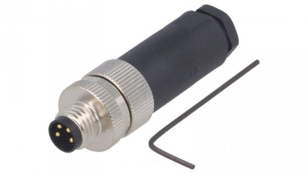 Złącze okrągłe M8 żeńskie proste nieekranowane na zacisk 4pin 30V T4010008041-000