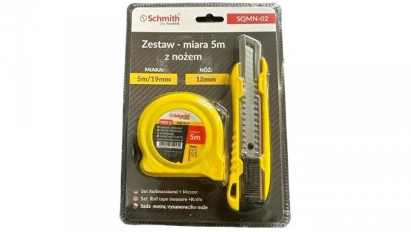 Miara zwijana 5m + nożyk ostrze łamane zestaw - Schmith