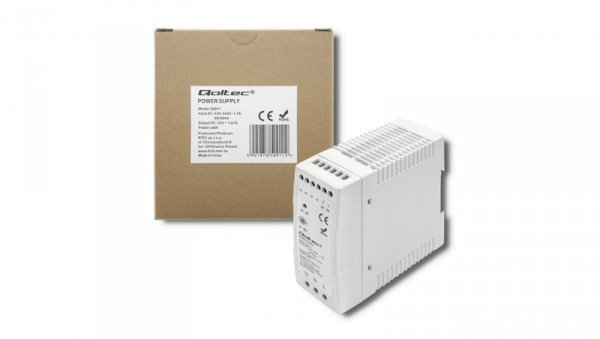 Qoltec Zasilacz na szynę DIN 40W 24V 1.67A Biały Slim