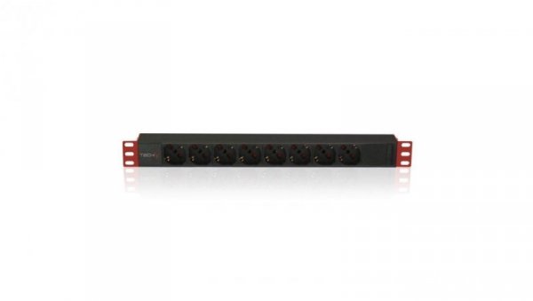 Listwa zasilająca Rack 1U 8x Schuko, kabel C14, 250V/16A, 2m