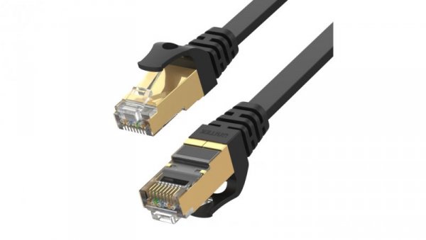 Patchcord S/STP kat.7 kabel sieciowy LAN 2x RJ45 płaski linka PoE czarny 2m UNITEK