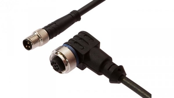 Kabel połączeniowy, 3m, M12 żeński (gniazdo) 3pin kątowy, M8 męski (złącze) 3pin prosty, VK300F60