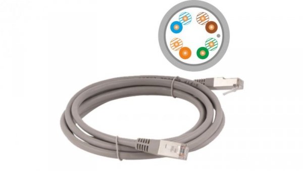Patch-cord F/UTP kat.5e PVC 5.0m szary KKF5SZA5.0