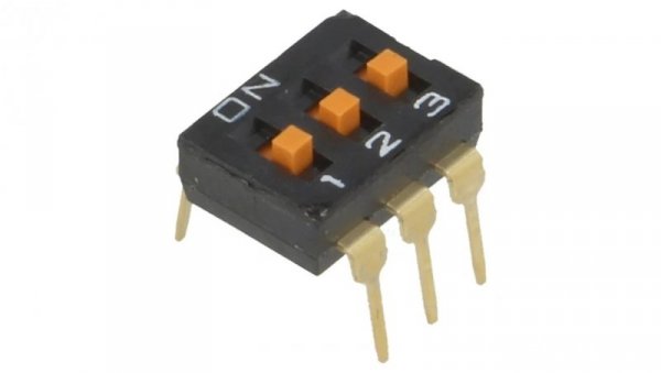 Przełącznik DIP-SWITCH Ilość sekcji 3 ON-OFF 0,025A/24VDC A6T-3104