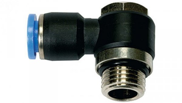 Złączka wtykowa kątowa niska banjo z tworzywa sztucznego do węża 10, G1/8z, 145.018-10
