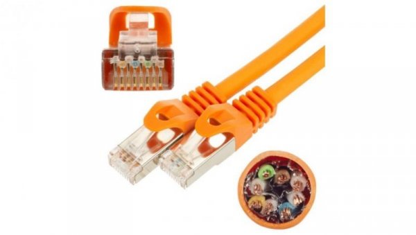 Patchcord S/FTP kat.7 PiMF kabel sieciowy LAN 2x RJ45 linka PoE pomarańczowy 1m NEKU 40.7712