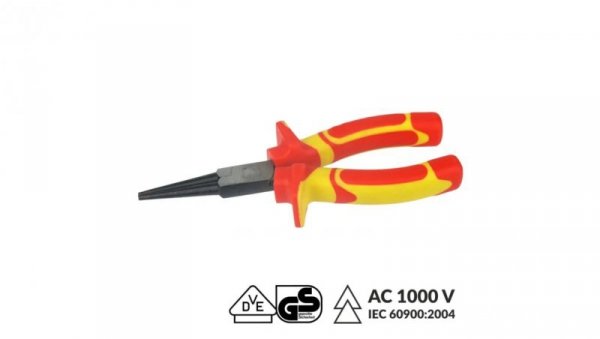 Szczypce okrągłe elektrotechniczne 160mm VDE 1000V n-vde11