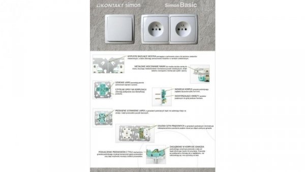 SIMON BASIC Gniazdo komputerowe RJ45 kat. 5e + telefoniczne RJ12 (moduł) biały BM5T.02/11