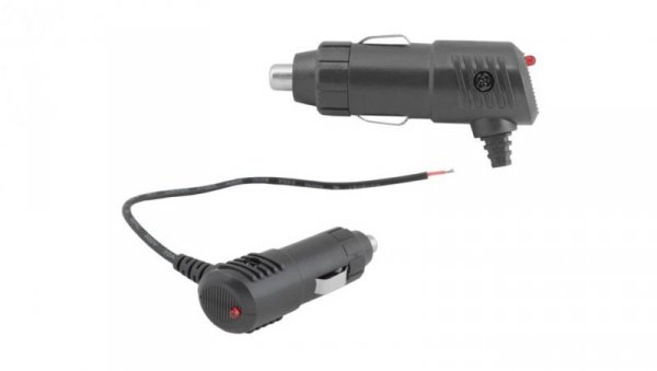 Wtyk kątowy do zapalniczki samochodowej LED z kablem 20czm 12V/24V HQ